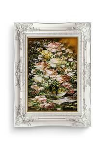 تابلو فرش گل و گلدان طرح گل و قلم 34256