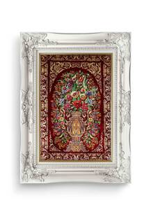 تابلو فرش فرش دستباف قم طرح گلدانی گل 2804