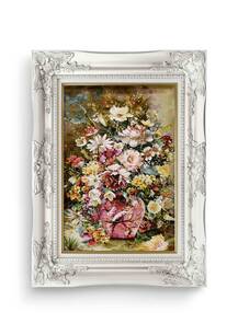 تابلو فرش گل و گلدان طرح گل رز طولی 36032