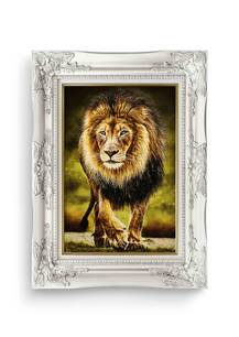 تابلو فرش حیوانات طرح شیر بیشه 35763