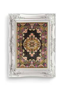 تابلو فرش فرش دستباف قم طرح  گلفرنگ ترنجی 2638