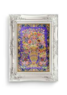 تابلو فرش فرش دستباف قم طرح گلدانی 7088