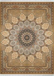 فرش اسپادانا طرح  خورشید کرم نسکافه ای