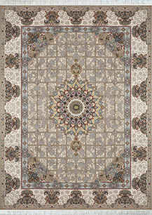 فرش کلاسیک تندیس کاشان طرح ماهرو نقره ای