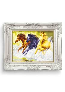 تابلو فرش حیوانات طرح خروش اسب ها 35505