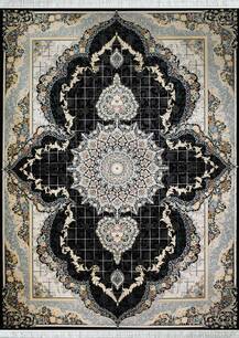 فرش تافته گلستان طرح قاب خشتی سرمه ای