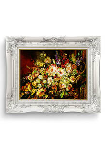 تابلو فرش گل و گلدان طرح گل ریخته 42402