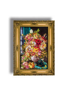 تابلو فرش طرح گل ترمه 43828