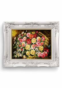 تابلو فرش گل و گلدان طرح گل رز 35513