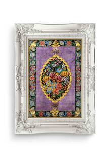 تابلو فرش فرش دستباف قم طرح مشکی گلفرنگ 2726