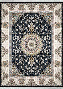 فرش کلاسیک تندیس کاشان طرح ماهرو سرمه ای