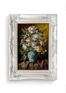 تابلو فرش گل و گلدان طرح گل هدیه 42414