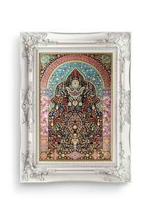 تابلو فرش فرش دستباف قم طرح گلدانی بنفش 7070