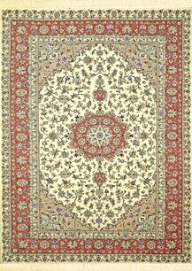 فرش دستباف کاشان طرح کرم حاشیه مسی 5734