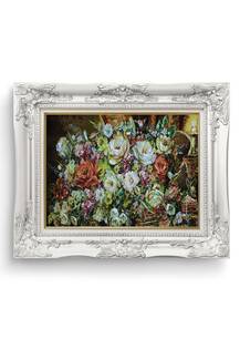 تابلو فرش گل وگلدان طرح گل جواهرات 43624