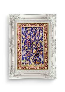 تابلو فرش فرش دستباف قم طرح درختی سرمه ای 7122