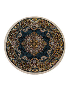 فرش گرد اسپادانا طرح کمند سرمه ای