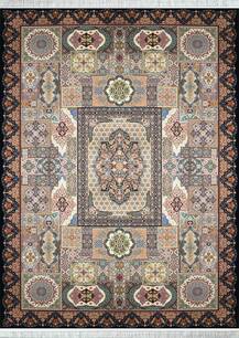 فرش اعیان طرح کتیبه سرمه ای