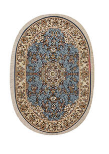فرش بیضی تافته گلستان طرح نارون اطلسی