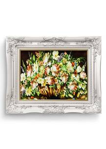 تابلو فرش گل و گلدان طرح گلدان مسی 35995