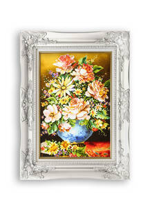 تابلو فرش گل و گلدان طرح گل هدیه  31727