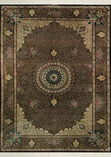 فرش دستباف قم طرح مشکی لچک ترنج 3308