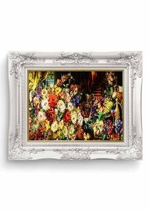 تابلو فرش گل و کلدان طرح گل جام 35755