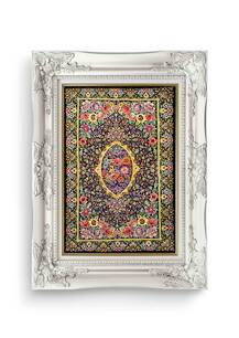 تابلو فرش فرش دستباف قم طرح پرنده سرمه ای 2828