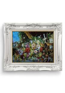 تابلو فرش گل و گلدان طرح گل ریخته 43556