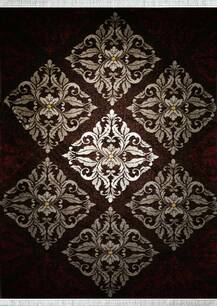 فرش ساوین طرح فریز صدف کرانه قهوه ای