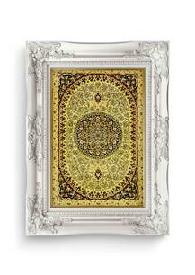 تابلو فرش فرش دستباف قم طرح گلریز طلایی 2665