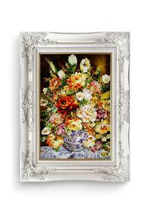 تابلو فرش گل و گلدان طرح گل زیبا 33148