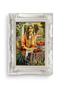 تابلو فرش چهره طرح دختر قاجار 35739