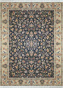 فرش تافته رویال طرح نیلی سرمه ای کرم