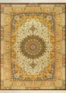 فرش دستباف قم طرح حاشیه طلایی 4188