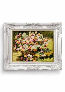 تابلو فرش گل و گلدان طرح لاله رنگی 35864