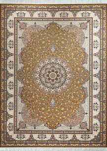 فرش کلاسیک تافته رویال طرح 5001 نسکافه ای کرم