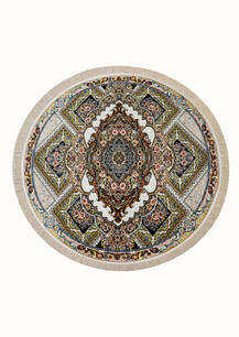 فرش گرد تافته دربار(اعیان) طرح 10338 فیلی