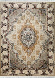 فرش تافته گلستان طرح باغ دلگشا کرم نسکافه ای