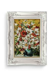 تابلو فرش گل و گلدان طرح گل داوودی 35921