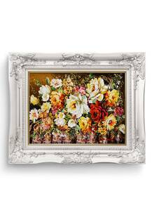 تابلو فرش گل و گلدان طرح گل رز طبیعت 30667