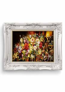 تابلو فرش گل و گلدان طرح گل جواهر 35523