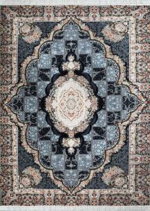 فرش تافته گلستان طرح باغ دلگشا سرمه ای