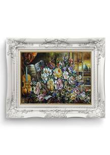 تابلو فرش گل وگلدان طرح گل عرضی 43255