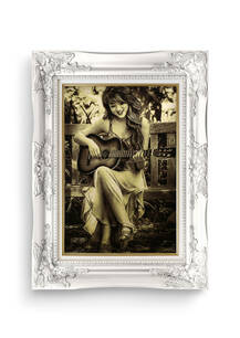 تابلو فرش چهره طرح دختر گیتار زن 42418