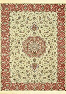 فرش دستباف کاشان طرح کرم حاشیه مسی 5765