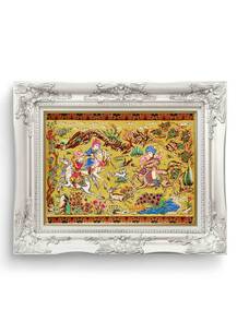 تابلو فرش فرش دستباف قم طرح شکارگاه خاکی 2834