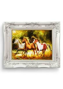 تابلو فرش حیوانات طرح خروش اسب ها 32484