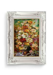 تابلو فرش گل و گلدان طرح گل طولی 33695