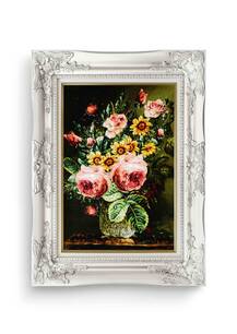 تابلو فرش گل و گلدان طرح گل رز 33149